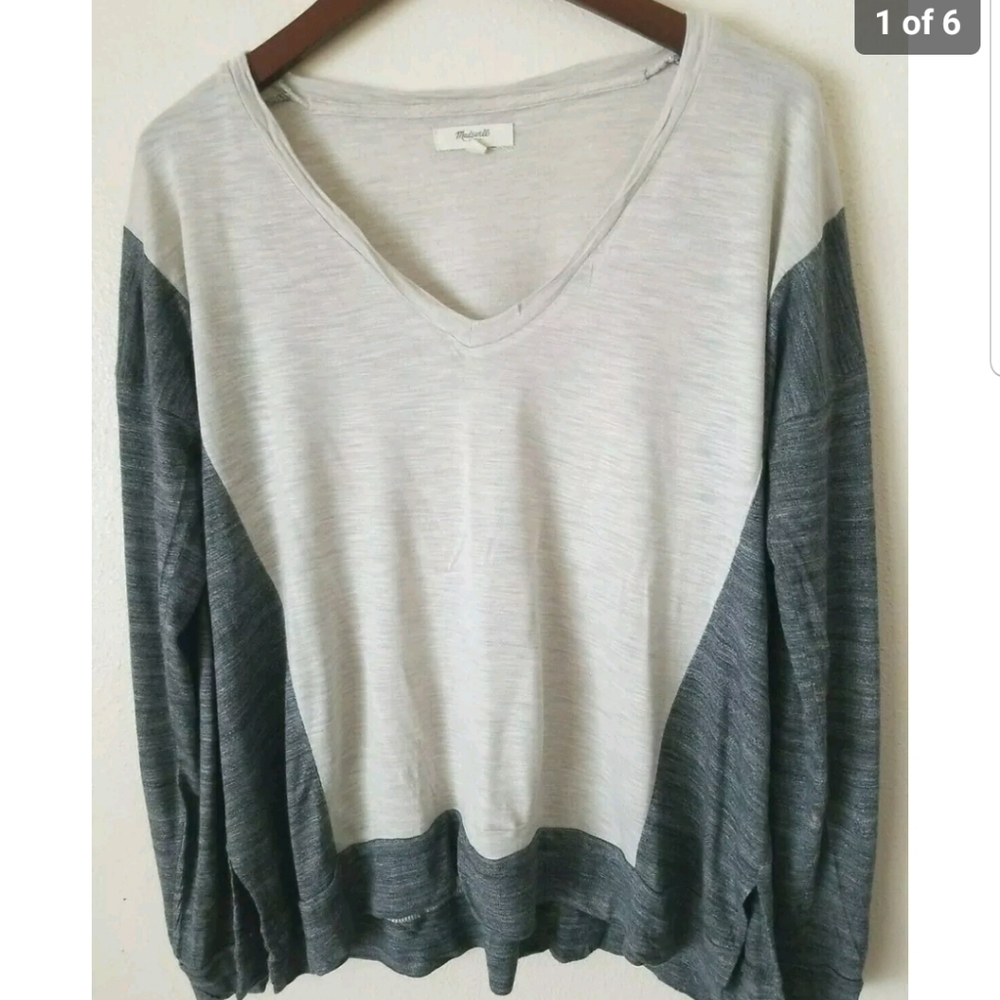 MADEWELL Women's Long Sleeve Boxy‎ Cotton Scoop Neck Boxy Fit Dolman Top Size S